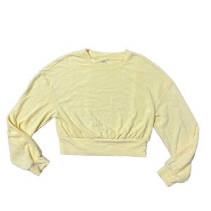 Hollister Y2K Cropped Sweatshirt Women S Yellow Terry Cloth Gilly‎ Hicks Cottage